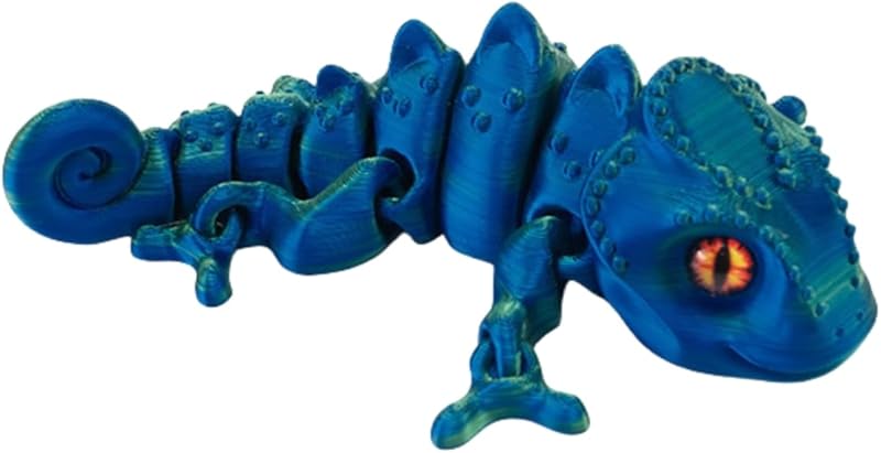 3D Printed Lizard Figurine, Decorative Statue (Silk Blue Green)