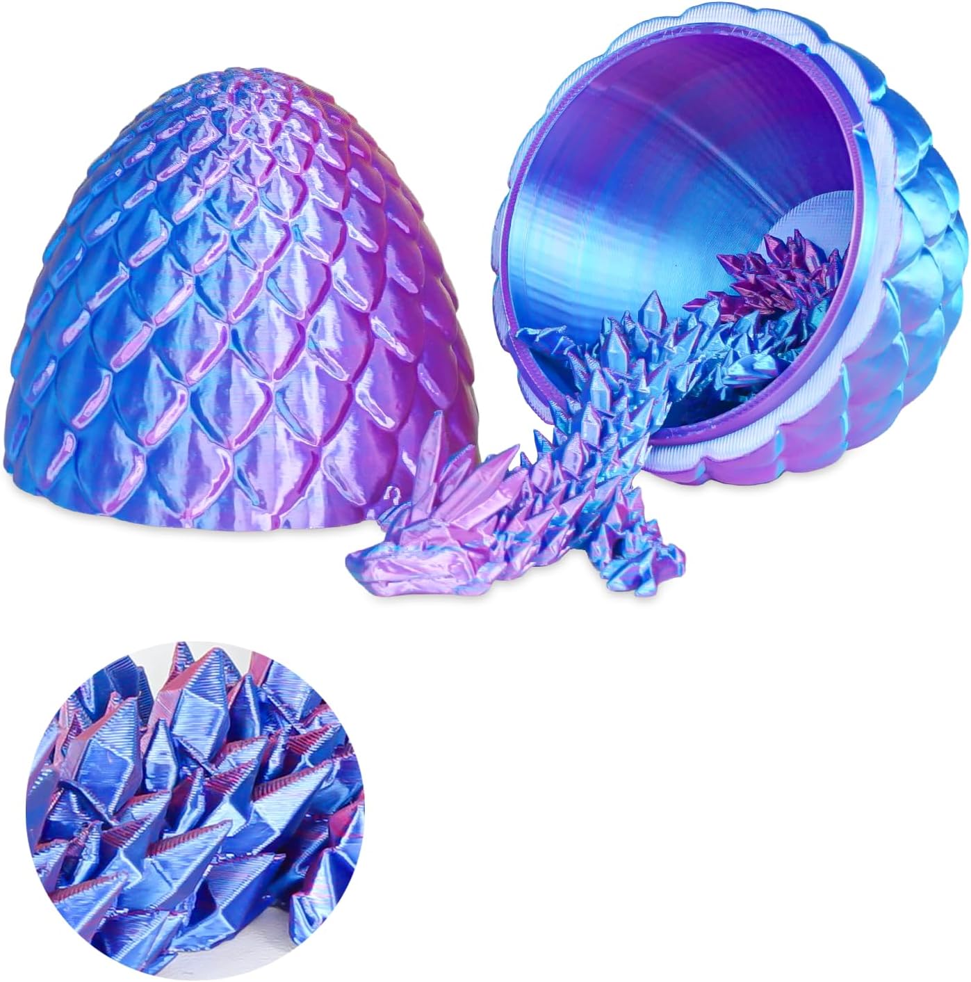 Dragon Egg with Dragon Inside 3D Printed Decorative Toys for Kids Adults Perfect Surprise Gifts Uniqur Home and Desk Decor Easter Valentine Birthdays Christmas(Purple,Medium)
