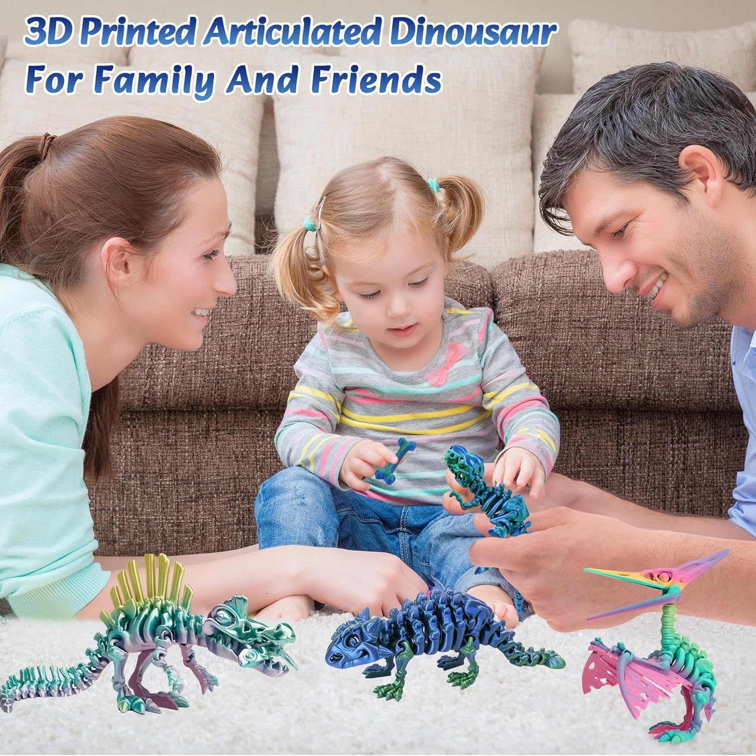 3D Printed Dinosaur, 3D Printed Animals Dragon Fidget Toy Adult Desk, Poseable Dino Skeletons with Articulated Joints, Easter Basket Stuffers, Home Decor, Stress Relief Toy for Autism (Spinosaurus)