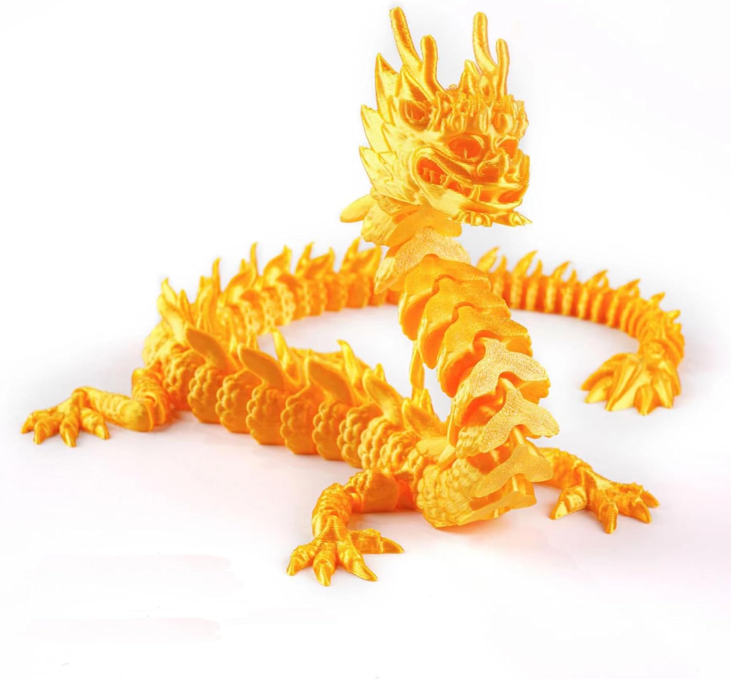 3D Printed Crystal Dragon Articulated Dragon, Articulated Posable Toy for Car Decoration Home Office Decor Strikingly Realistic Dragon Crystal Figure Gifts (Golden)