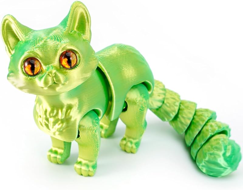 3D Printed Cat, Articulated Black Cat Toys for Adult, 3D Print Animals Fidget Toys Decor for Stress Relief, 3D Printing Cute Cat Desktop Pet (Light Purple)