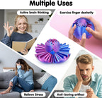 Gear Ball 3D Printed Cube Fidget Toy,Gear Sphere Fidget Toys,Sensory Toys for Stress and Anxiety Relief, Desk Toy Fidget Spinners,Stocking Stuffers for Adults & Kids Gift(Purple Blue, 3.1 Inch)