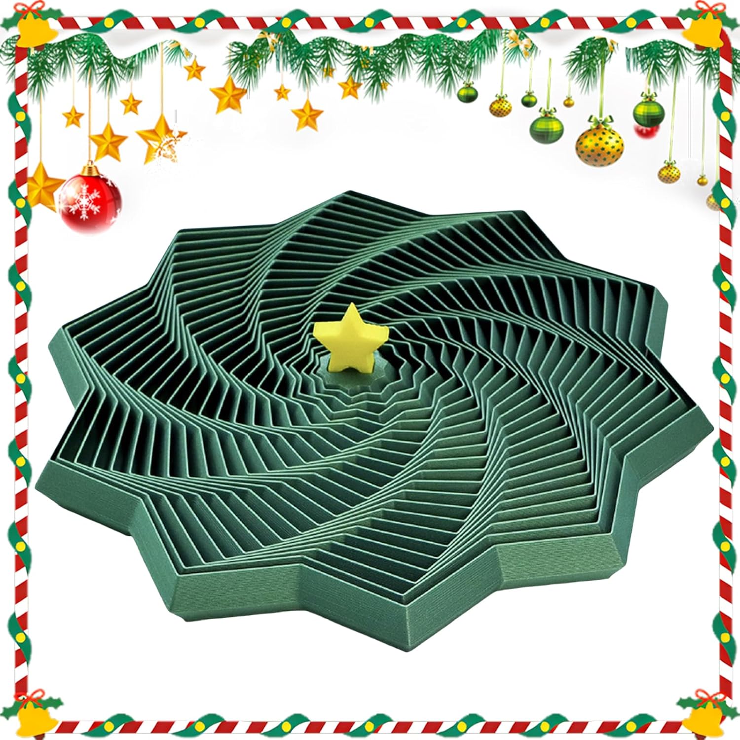 3D Printed Christmas Fractal Hexagon for ADHD Autism (Large Size) (C)