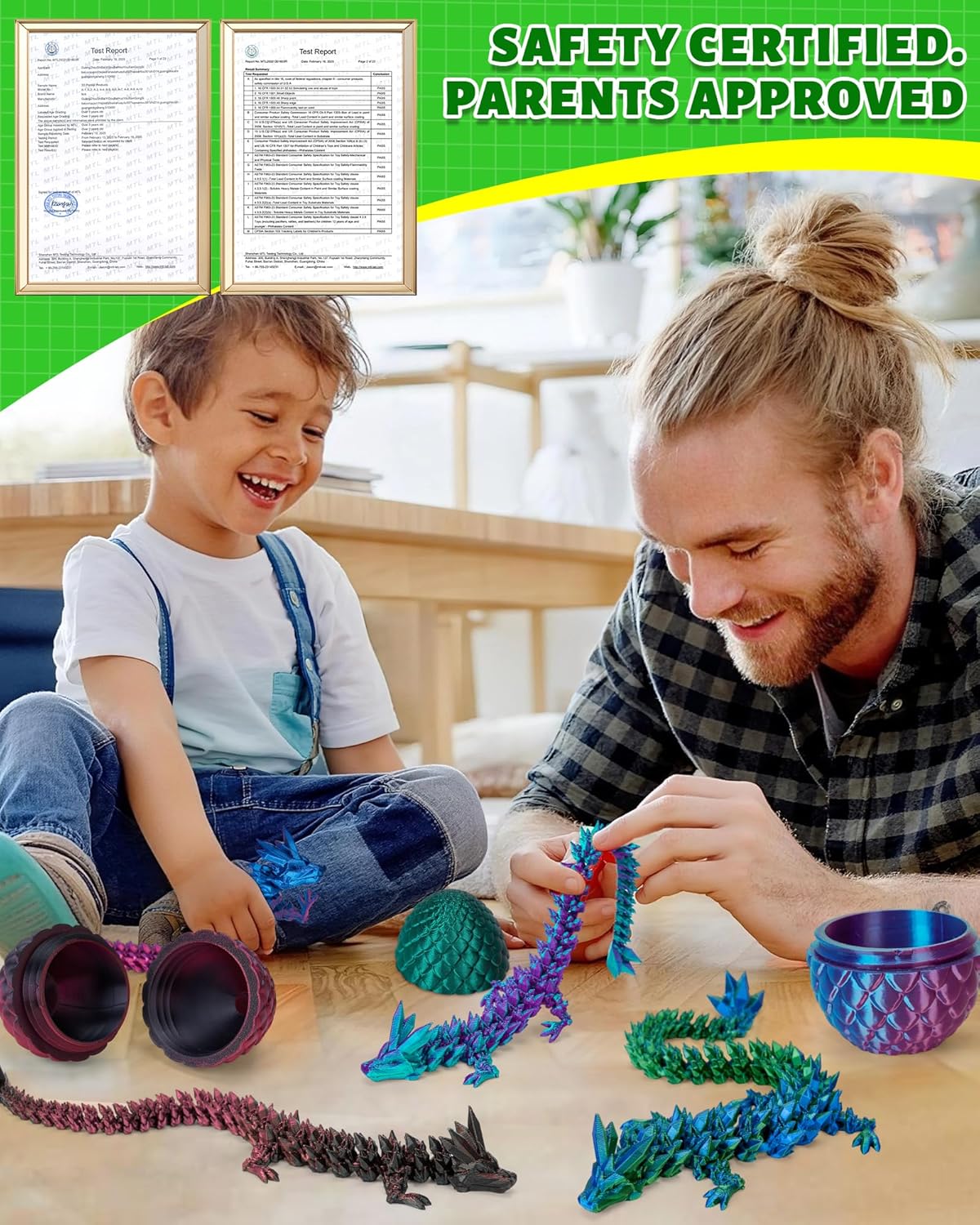 TBOLINE 12" 3D Printed Dragon Egg, Cool 3D Printer Articulated Crystal Dragon Toy for Boys Kid Teen, Animals Fidget Toy Dinosaur Eggs for 5-7 4-6 8-12 Year Old Boys Kid Girls