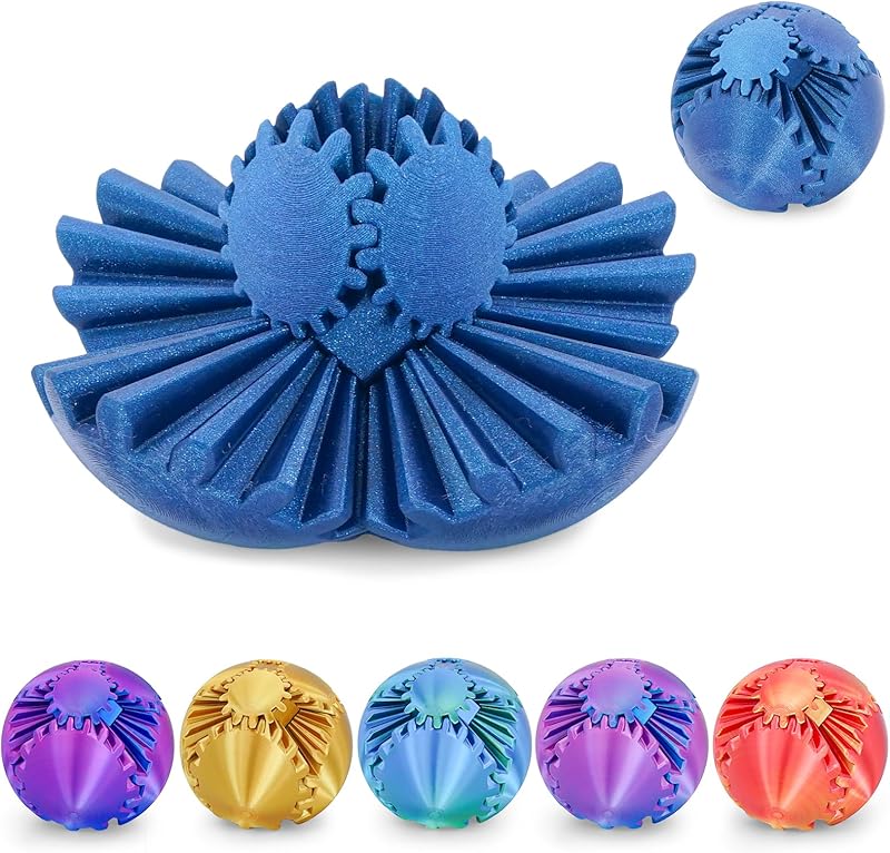 Gear Ball 3D Printed Cube Fidget Toy,Gear Sphere Fidget Toys,Sensory Toys for Stress and Anxiety Relief, Desk Toy Fidget Spinners,Stocking Stuffers for Adults & Kids Gift(Blue Green, 3.1 Inch)