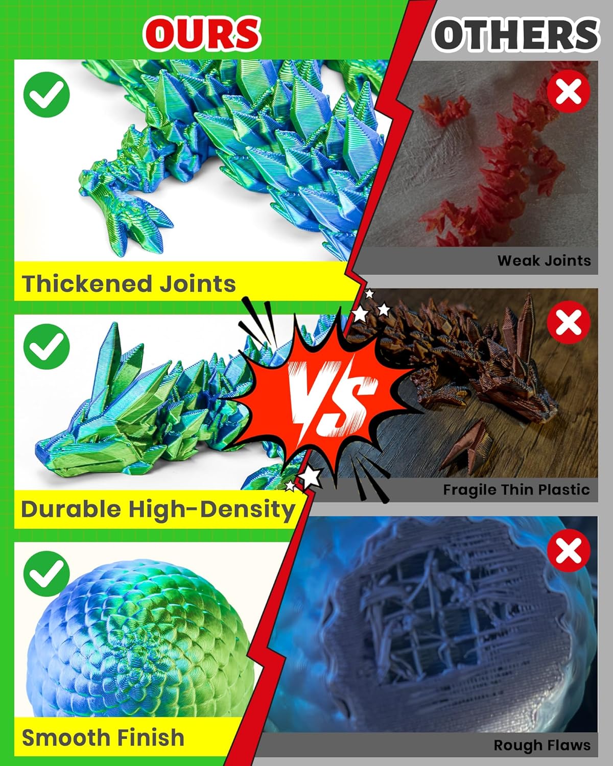 TBOLINE 12" 3D Printed Dragon Egg, Cool 3D Printer Articulated Crystal Dragon Toy for Boys Kid Teen, Animals Fidget Toy Dinosaur Eggs for 5-7 4-6 8-12 Year Old Boys Kid Girls