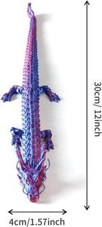 2PCS 12” 3D Printed Dragon Toy Articulated Crystal Dragon Perfect as a Fidget Toy or Executive Desk Decor Ideal for Home Office and Collectors （Blue-Purple）