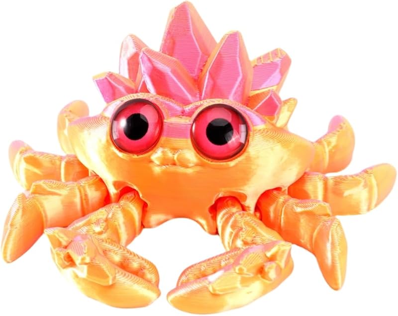 Crystal Gemstone Crab Figurine, 3D Printed Decorative Sculpture (Dreamy Green)