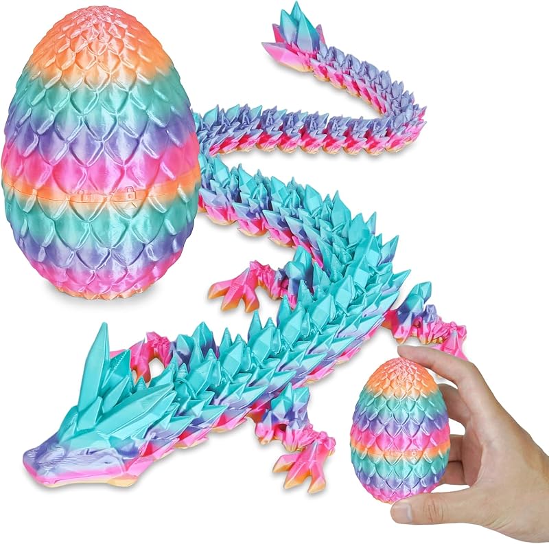 Dragon Egg with Dragon Inside 3D Printed Decorative Toys for Kids Adults Perfect Surprise Gifts Uniqur Home and Desk Decor Easter Valentine Birthdays Christmas(Purple,Medium)