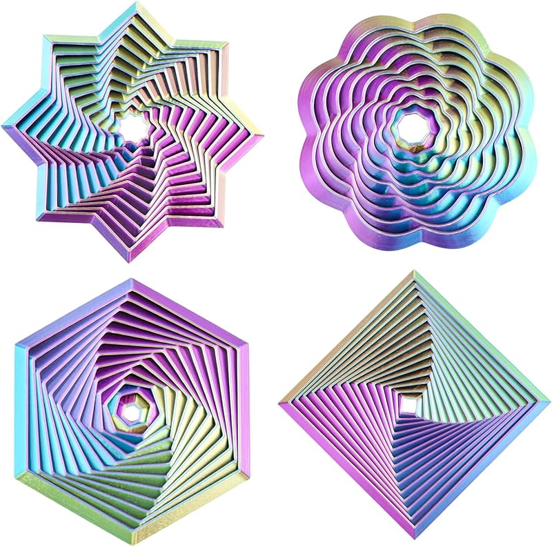 4 Pcs Fractal Fidget Hexagon,3D Printed Stress Relief Sensory Toys for ADHD,Autism,Kids&Adults,Whirling Spiral Design,Colorful Fidget Toy,Perfect for Holiday,Christmas,Birthday Gifts (Blue Green)