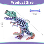 FunisFun 3D Printed Dragon with Articulated Bones for Adult, 3D Printed Dinosaur Fidget Toys Decor for Stress Relief (Green-Purple, 1P)