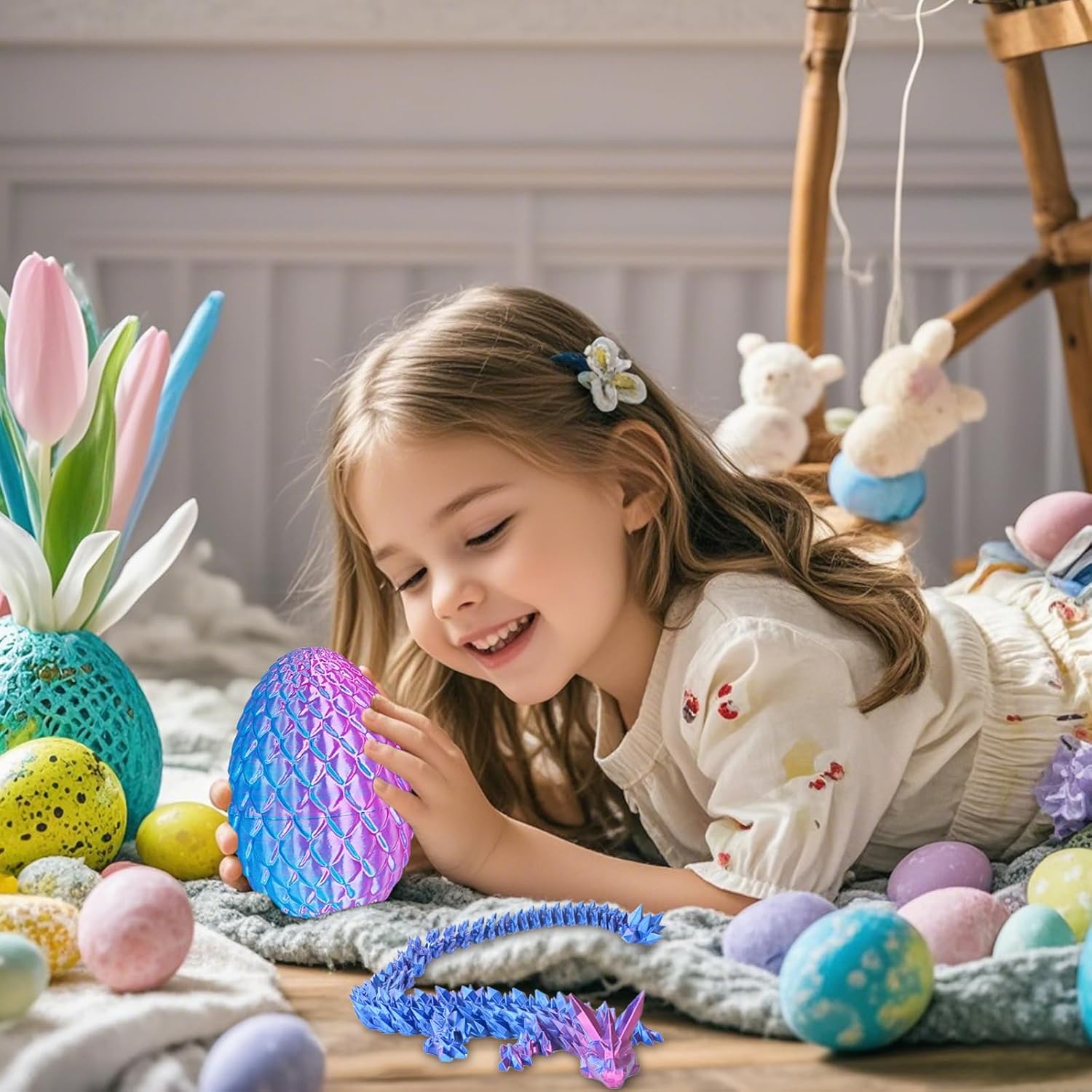 Dragon Egg with Dragon Inside 3D Printed Decorative Toys for Kids Adults Perfect Surprise Gifts Uniqur Home and Desk Decor Easter Valentine Birthdays Christmas(Purple,Medium)