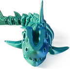 3D Printed Articulated Shark Toy – Fun Movable Skeleton Design for Desk Decor Fidget & Decompression Cute Rainbow Shark Model for Adults with Autism & ADHD Premium Quality（Green）