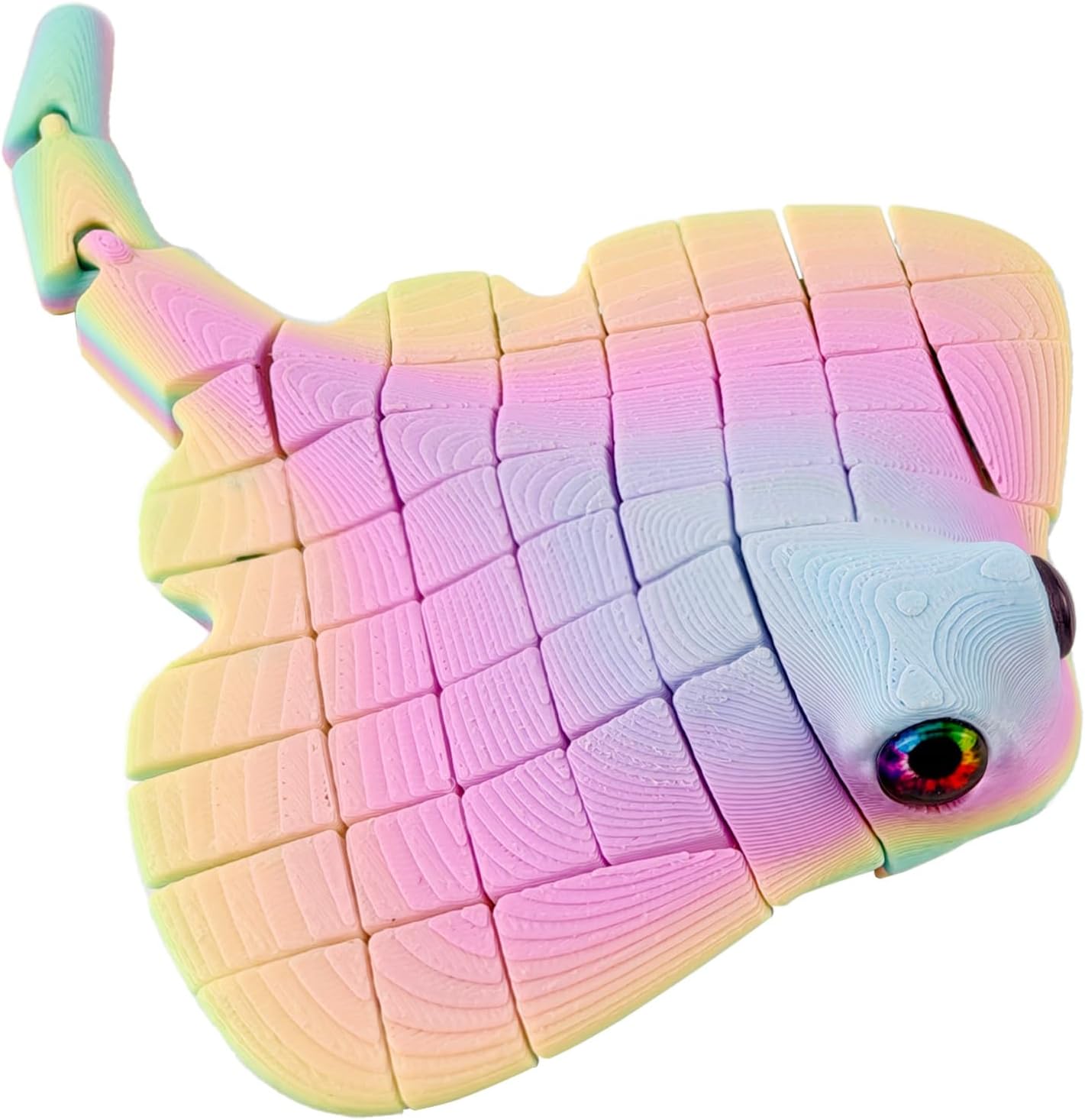 Manta Ray Fidget Toy, 3D Printed Toy Articulated Sea Animal Fidget Toys - Mantaray Multicolor PLA Flexible Fish Sensory Toy for Teens & Adults, Desk Toys for Stress Relief, Stocking Stuffers for Teens