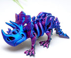 3D Printed Triceratops Skeleton Dinosaur,Flexible Realistic Articulated Animal Fidget Toys,Mystery Figurines Gifts for Easter Basket Stuffers,Executive Desk Funny Décor and Festival Collectible (RGB)