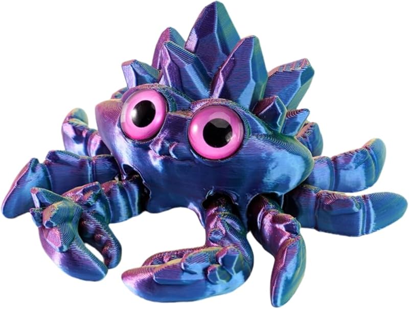 Crystal Gemstone Crab Figurine, 3D Printed Decorative Sculpture (Dreamy Green)