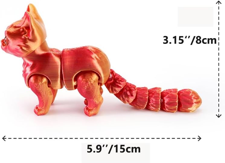 3D Printed Cat, Articulated Black Cat Toys for Adult, 3D Print Animals Fidget Toys Decor for Stress Relief, 3D Printing Cute Cat Desktop Pet (Light Purple)