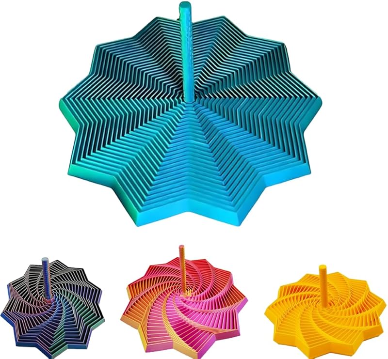 3D Expanded Sensory Fidget Star, 2025 New 3D Printed Hexagonal Decompression Sensory Rotating Spiral with Handle, for Relieving Stress, Irritability and Relaxation (Purple Gold, Large)