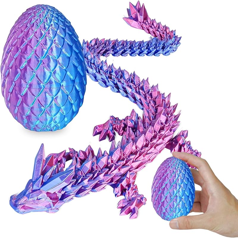 Dragon Egg with Dragon Inside 3D Printed Decorative Toys for Kids Adults Perfect Surprise Gifts Uniqur Home and Desk Decor Easter Valentine Birthdays Christmas(Purple,Medium)