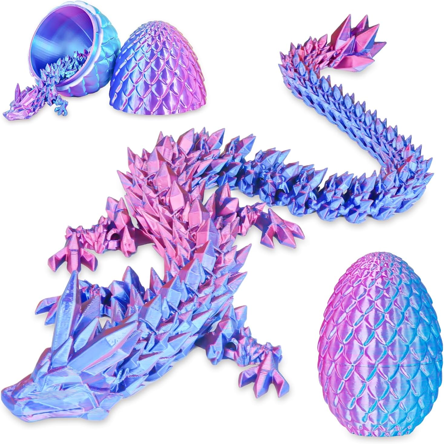 Dragon Egg with Dragon Inside 3D Printed Decorative Toys for Kids Adults Perfect Surprise Gifts Uniqur Home and Desk Decor Easter Valentine Birthdays Christmas(Purple,Medium)