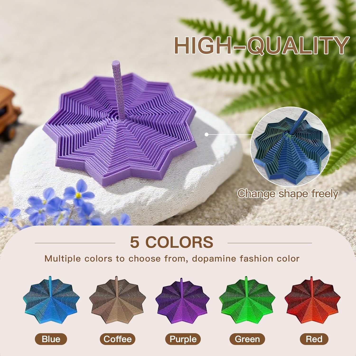 3D Printed Expanded Sensory Fidget Star, 3D Printed Hexagon Fidget Toy, 3D Printed Honeycomb Fidget Toy, Perfect for Holiday,Christmas,Birthday Gifts (Brown, Large)