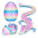3D Printed Dragon Egg, Cool 3D Printer Articulated Crystal Dragon Toy for Boys Kid Teen, Animals Fidget Toy Dinosaur Eggs for 5-7 4-6 8-12 Year Old Boys Kid Girls (Rainbow)