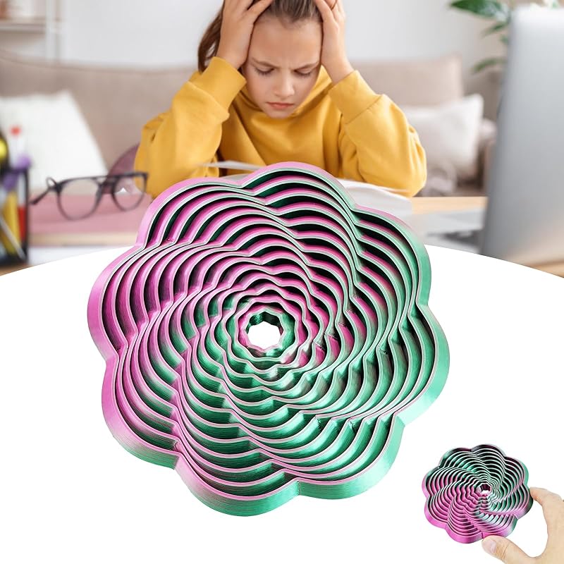 Fractal Fidget Hexagon-3D Flower Shaped Fidget Toys for Stress Relief,3D Printed Anti-Stress Sensory Cubes for Kids & Adults,Toys for Kids,Colorful Anxiety Relief(Red Green)