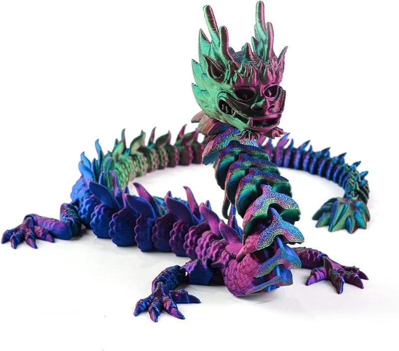 3D Printed Crystal Dragon Articulated Dragon, Articulated Posable Toy for Car Decoration Home Office Decor Strikingly Realistic Dragon Crystal Figure Gifts (Golden)