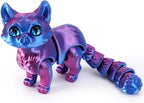 3D Printed Cat, Articulated Black Cat Toys for Adult, 3D Print Animals Fidget Toys Decor for Stress Relief, 3D Printing Cute Cat Desktop Pet (Light Purple)