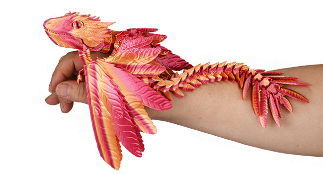 Feathered Wyvern Dragon, 3D Printed Dragon, Articulated Dragon, Fidget Dragon, 3D Printed Toys, Desktop Pet (Stormcrest)