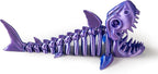 3D Printed Articulated Shark Toy – Fun Movable Skeleton Design for Desk Decor Fidget & Decompression Cute Rainbow Shark Model for Adults with Autism & ADHD Premium Quality（Green）