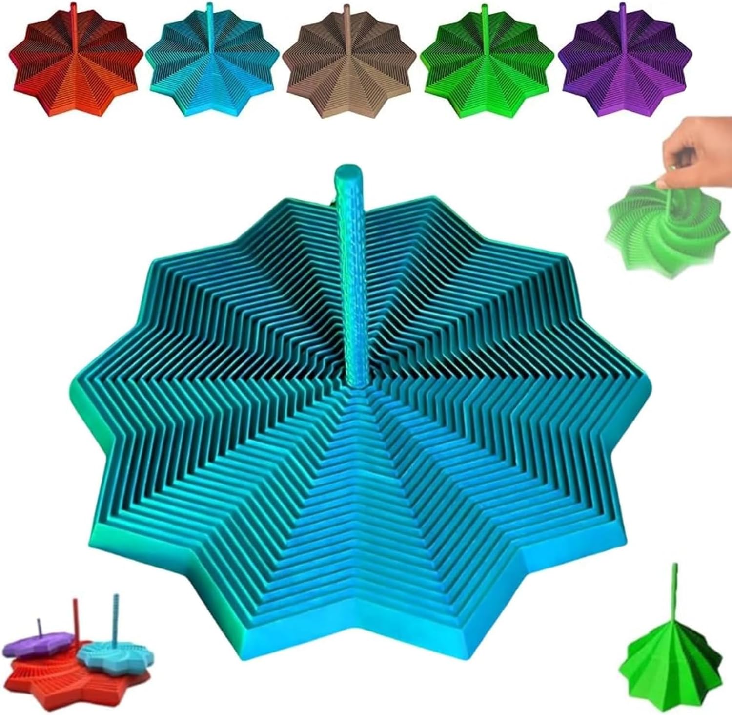 3D Printed Expanded Sensory Fidget Star,Expandable Fractal Fidget Toys Hexagon with Handle,Honeycomb Whirling Spiral Design,for Adults, Perfect for Christmas, Birthday Expandable Gifts (M5, 3.54in)