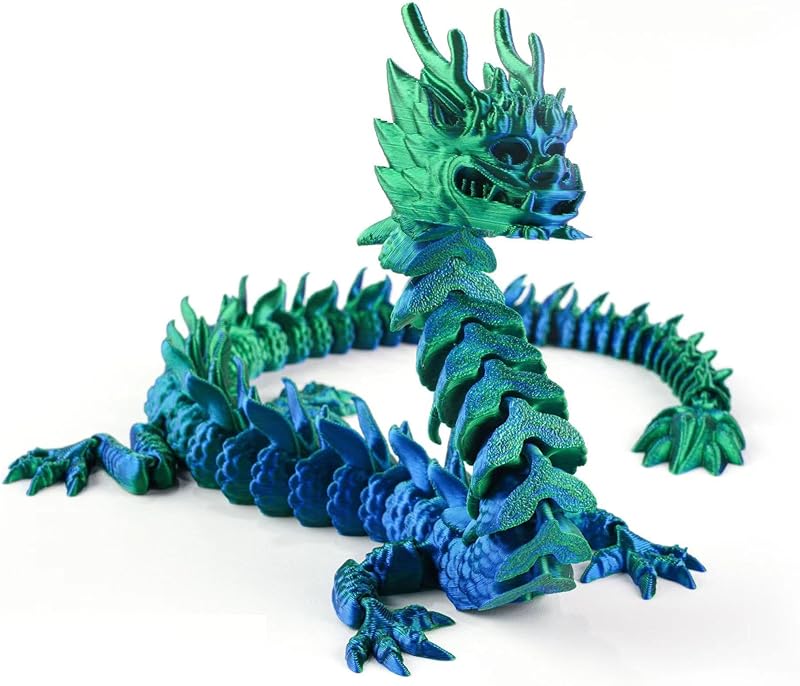3D Printed Crystal Dragon Articulated Dragon, Articulated Posable Toy for Car Decoration Home Office Decor Strikingly Realistic Dragon Crystal Figure Gifts (Golden)