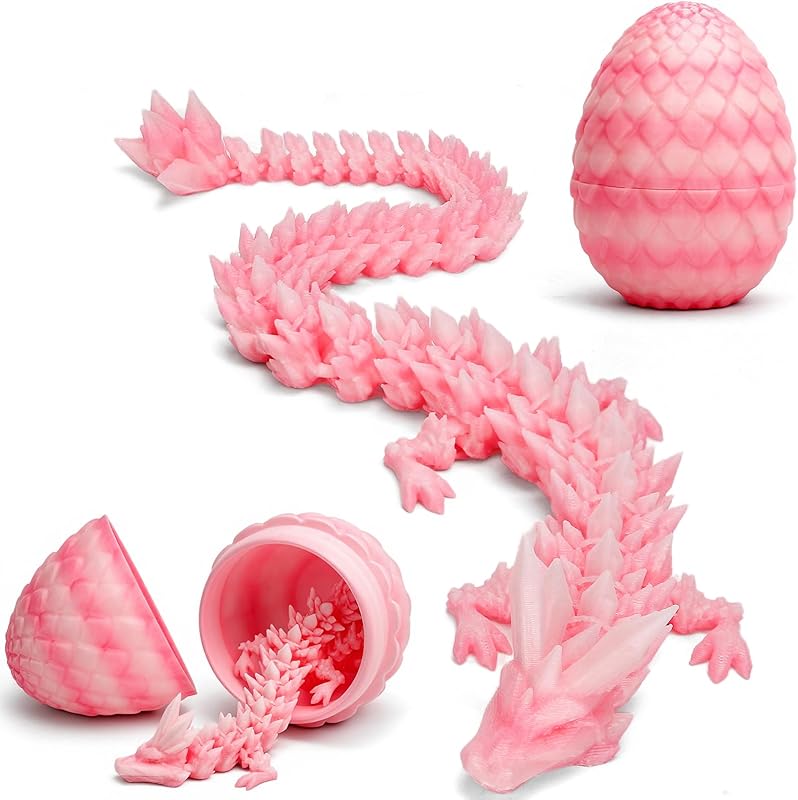 TBOLINE 12" 3D Printed Dragon Egg, Cool 3D Printer Articulated Crystal Dragon Toy for Boys Kid Teen, Animals Fidget Toy Dinosaur Eggs for 5-7 4-6 8-12 Year Old Boys Kid Girls