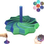 3D Printed Expanded Sensory Fidget Star, Fractal Fidget Toys with Handle, Hexagon Design for Office Desks As a Stress-Relief (S, Red-Blue Gradient)