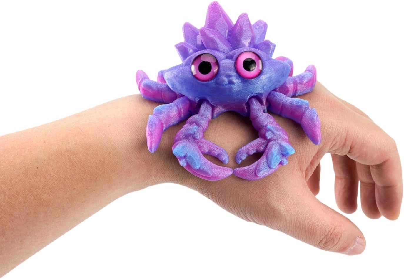 Crystal Gemstone Crab Figurine, 3D Printed Decorative Sculpture (Dreamy Green)