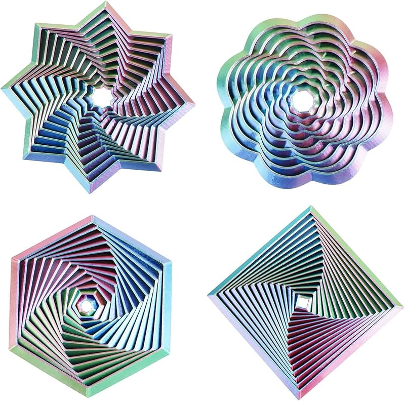 4 Pcs Fractal Fidget Hexagon,3D Printed Stress Relief Sensory Toys for ADHD,Autism,Kids&Adults,Whirling Spiral Design,Colorful Fidget Toy,Perfect for Holiday,Christmas,Birthday Gifts (Blue Green)