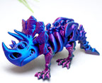3D Printed Triceratops Skeleton Dinosaur,Flexible Realistic Articulated Animal Fidget Toys,Mystery Figurines Gifts for Easter Basket Stuffers,Executive Desk Funny Décor and Festival Collectible (RGB)