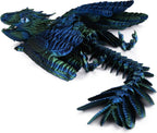 Feathered Wyvern, 3D Printed Articulated Fidget Dragon - Azurewing
