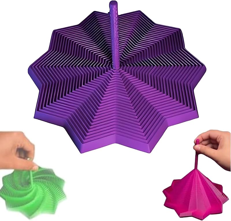 3D Printed Expanded Sensory Fidget Star, Fractal Fidget Hexagon with Handles, Colorful Whirling Spiral Design, 2025 New Star Shaped Fidget Star (A Type, Medium)