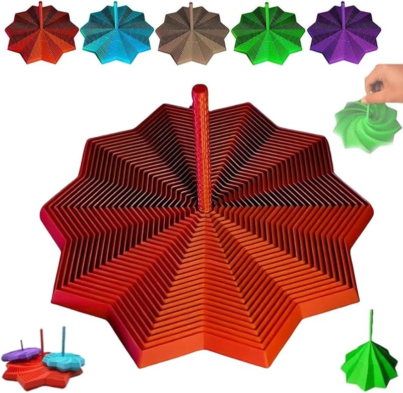 3D Printed Expanded Sensory Fidget Star,Expandable Fractal Fidget Toys Hexagon with Handle,Honeycomb Whirling Spiral Design,for Adults, Perfect for Christmas, Birthday Expandable Gifts (M5, 3.54in)