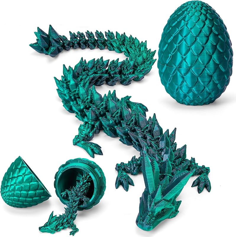 TBOLINE 12" 3D Printed Dragon Egg, Cool 3D Printer Articulated Crystal Dragon Toy for Boys Kid Teen, Animals Fidget Toy Dinosaur Eggs for 5-7 4-6 8-12 Year Old Boys Kid Girls