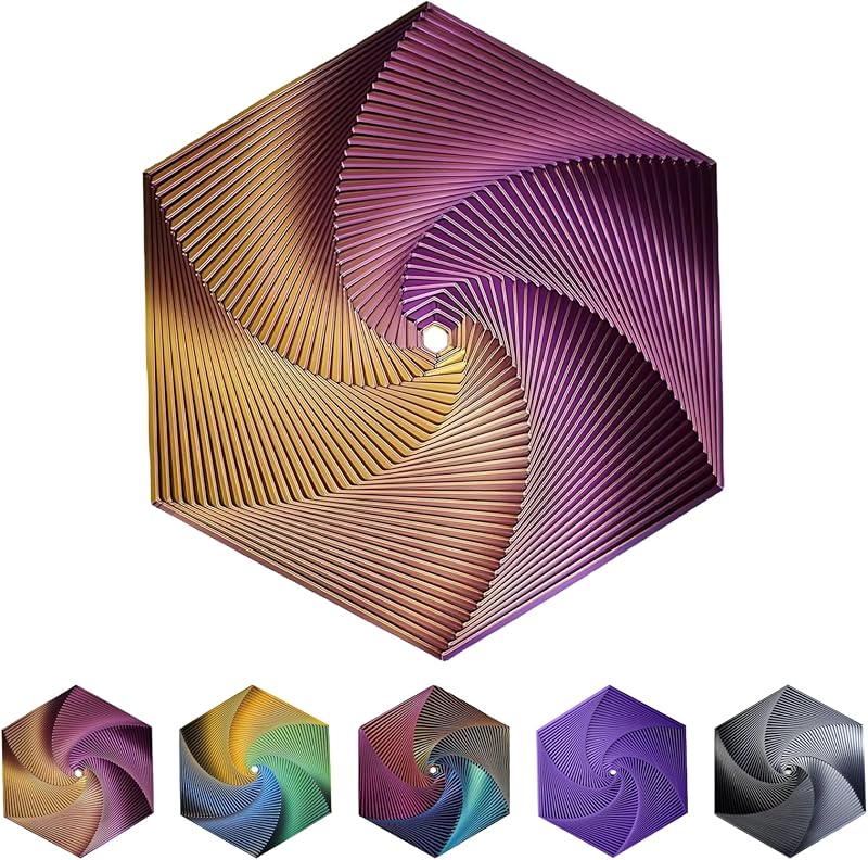 Fractal Fidget Hexagon-3D Printed Hexagon Fidget Toy, Infinity Cube Sensory Toys for Adults, Desk Spinning Toy, Hexagon Spiral Visual Fingertip Toys (3pcs)