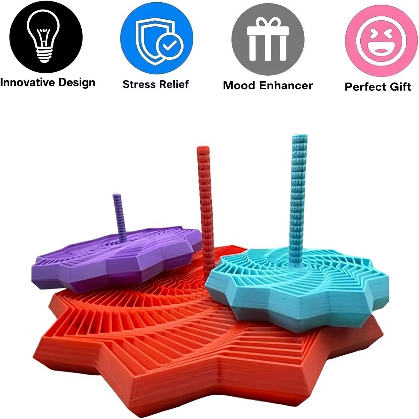 3D Printed Expanded Sensory Fidget Star,Expandable Fractal Fidget Toys Hexagon with Handle,Honeycomb Whirling Spiral Design,for Adults, Perfect for Christmas, Birthday Expandable Gifts (M5, 3.54in)