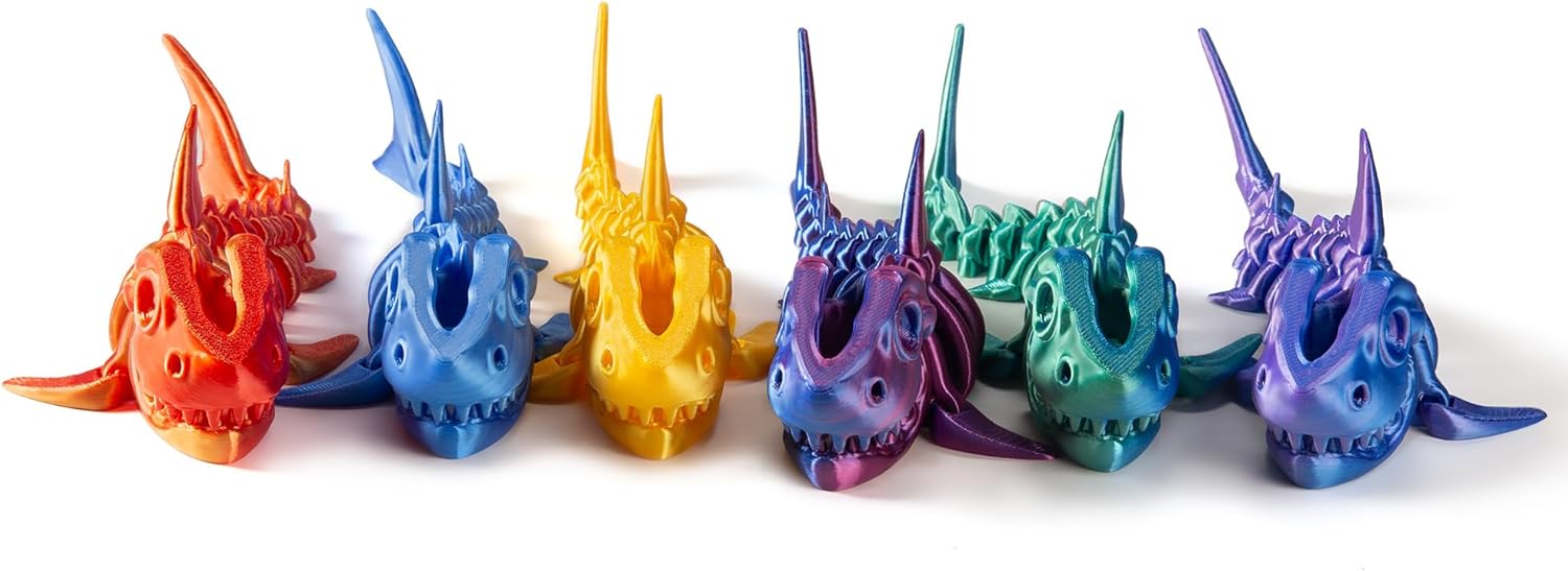 3D Printed Articulated Shark Toy – Fun Movable Skeleton Design for Desk Decor Fidget & Decompression Cute Rainbow Shark Model for Adults with Autism & ADHD Premium Quality（Green）