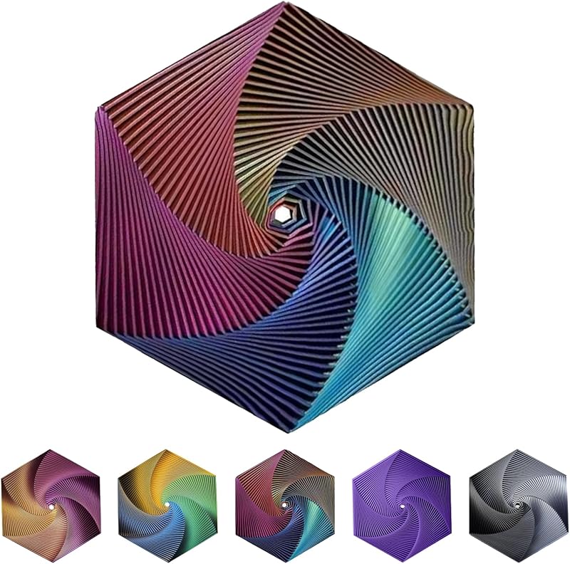 Fractal Fidget Hexagon-3D Printed Hexagon Fidget Toy, Infinity Cube Sensory Toys for Adults, Desk Spinning Toy, Hexagon Spiral Visual Fingertip Toys (3pcs)