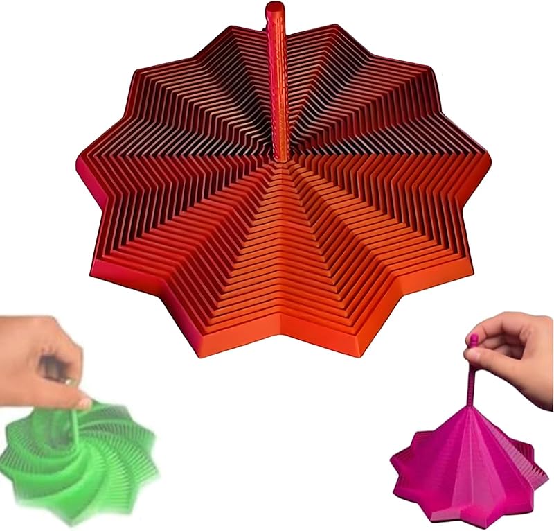 3D Printed Expanded Sensory Fidget Star, Fractal Fidget Hexagon with Handles, Colorful Whirling Spiral Design, 2025 New Star Shaped Fidget Star (A Type, Medium)