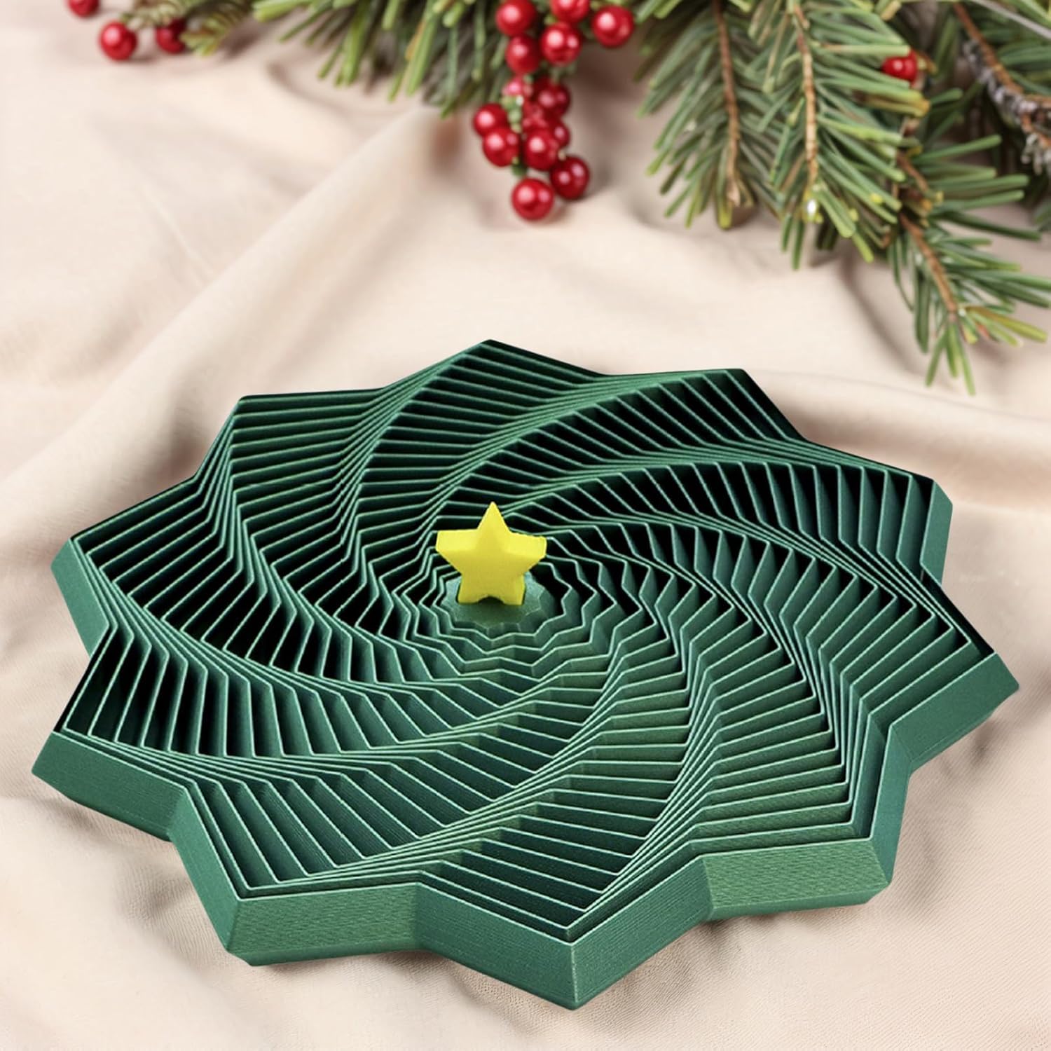 3D Printed Christmas Fractal Hexagon for ADHD Autism (Large Size) (C)