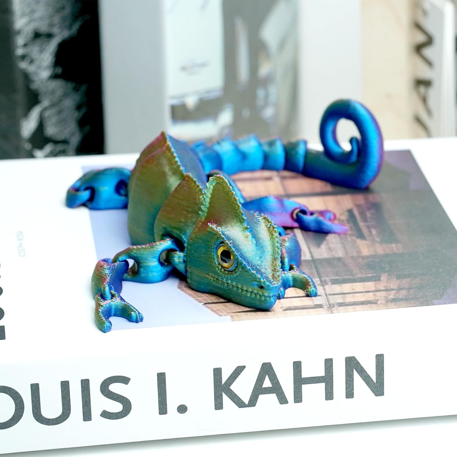 3D Printed Lizard Model with Eyes,Flexible Animals Toy Statue,Movable Joints,Home Office Decor,Interesting Toys,Festival Gifts toco,Fidget Toys, Executive Desk Animals Toy