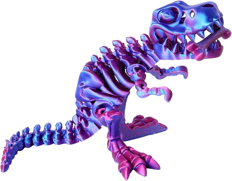 FunisFun 3D Printed Dragon with Articulated Bones for Adult, 3D Printed Dinosaur Fidget Toys Decor for Stress Relief (Green-Purple, 1P)